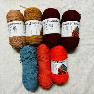 (7) Loops & Threads Soft Classic Yarn in Rich Burgundy